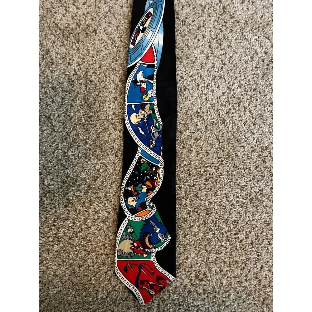 Looney Tunes Mania Men's Necktie OS Black Vintage 1993 Warner Bros Film Strip